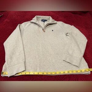 Polo by Ralph Lauren Long Sleeve Luxury Jersey Quarter-Zip Pullover Tan